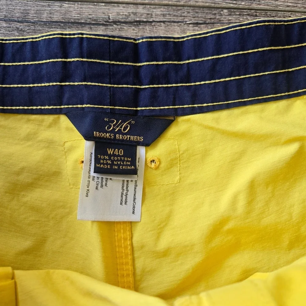 Brooks Brothers 346 Mens Yellow Cotton Nylon Board Shorts Swim Trunks Size 40